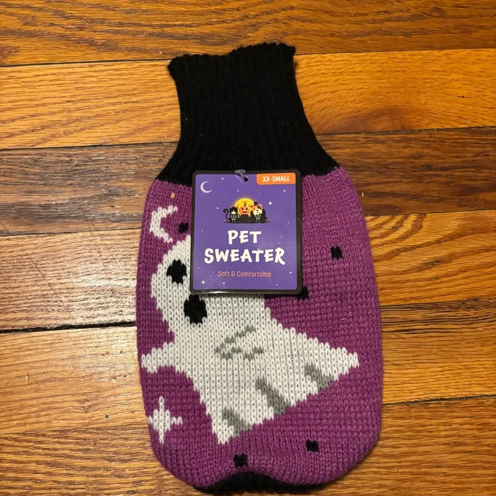NWT Purple Ghost Cat Sweater size xx small